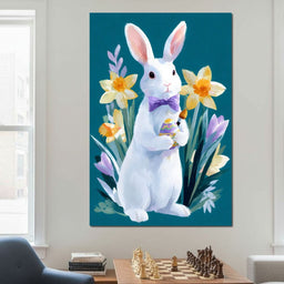 Easter Bunny With Daffodils - NicheCanvas
