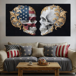 Gilded Patriotic Skull Confront - NicheCanvas