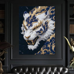 Gilded Lunar Tiger Roar - NicheCanvas