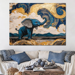 Elephant in Golden Clouds Majesty - NicheCanvas