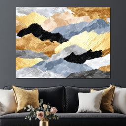 Golden Peaks Layered Mountains - NicheCanvas
