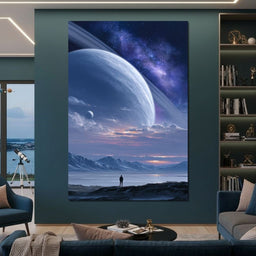 Rings of Saturn Night Sky - NicheCanvas