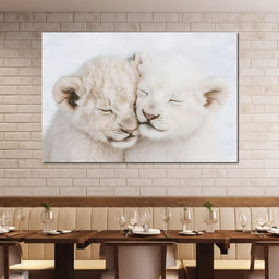 Cub Companions Embrace Tenderly - NicheCanvas