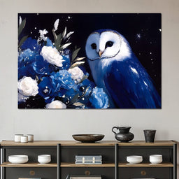 Nocturnal Blossom Owl Sentinel - NicheCanvas