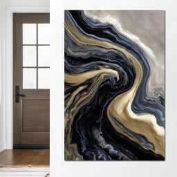Liquid Gold Onyx Swirl Flow - NicheCanvas