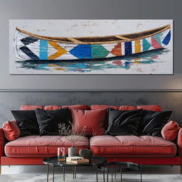 Colorful Driftwood Canoe Reflection - NicheCanvas