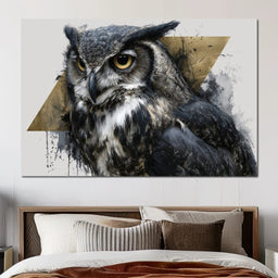 Golden Eyed Owl Portrait - NicheCanvas