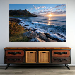 Golden Coastline Sunrise Tide - NicheCanvas