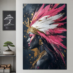 Gold & Pink Feathered Majesty - NicheCanvas