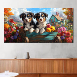 Puppy Paradise in Bloom - NicheCanvas