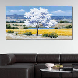 White Blossom Meadow Vista - NicheCanvas