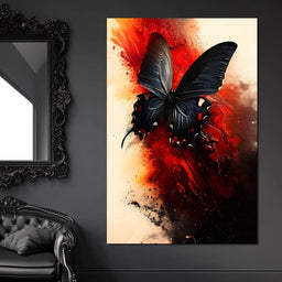 Butterfly on Fiery Backdrop - NicheCanvas