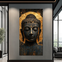 Golden Tranquil Buddha Portrait - NicheCanvas
