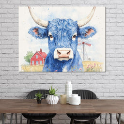 Blue Bovine Countryside Charm - NicheCanvas