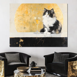 Golden Feline Elegance Scene - NicheCanvas