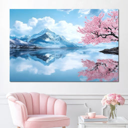 Tranquil Blossom Reflection - NicheCanvas