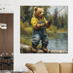 Bear Fishing - NicheCanvas