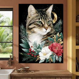 Moonlit Floral Gold Tabby - NicheCanvas