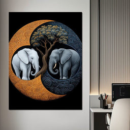Elephant Yin-Yang - TooplesArt - NicheCanvas