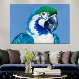 Majestic Cyan Parrot Portrait - NicheCanvas