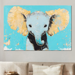 Elephant on Aqua Canvas - NicheCanvas