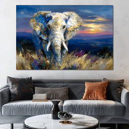 Gilded Blue Elephant Dawn - Neal Hackett - NicheCanvas
