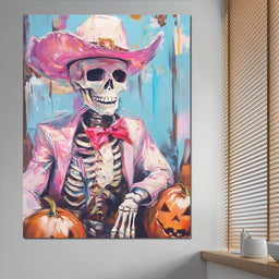 Cowboy Skeleton Pumpkin Bash - NicheCanvas