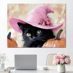 Bewitched Black Cat Pumpkin - NicheCanvas