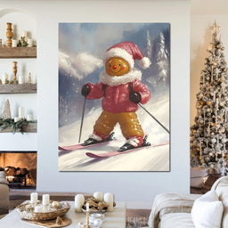 Gingerbread Skier Winter Joy - NicheCanvas