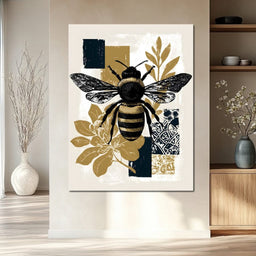 Botanical Bumblebee Collage - NicheCanvas