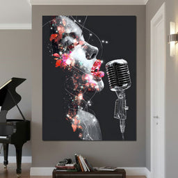 Cosmic Vocalist Neon Kiss - NicheCanvas