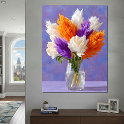 Vibrant Pampas Grass Bouquet Scene - NicheCanvas