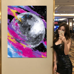 Neon Disco Moon Parade - NicheCanvas