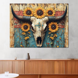Sunflower Skulls Vintage Charm - NicheCanvas