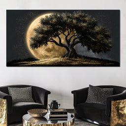 Gilded Roots Beneath A Radiant Moon - NicheCanvas