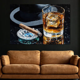 Whiskey Night Silhouette - NicheCanvas