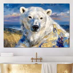 Golden Arctic Polar Bear Portrait - Neal Hackett - NicheCanvas