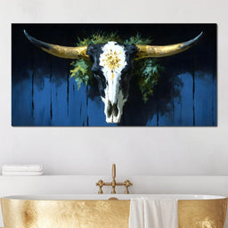 Golden Longhorn Skull Rustic - NicheCanvas