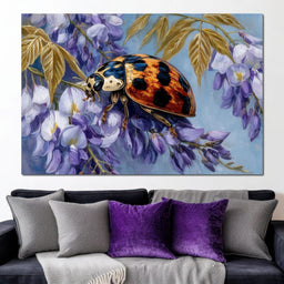 Ladybug On Wisteria Bloom - NicheCanvas