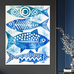 Four Geometric Marine Forms Swimming Together - NicheCanvas