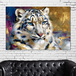 Golden Snow Leopard Portrait - NicheCanvas