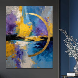 Golden Crescent Over Blue Sky - NicheCanvas