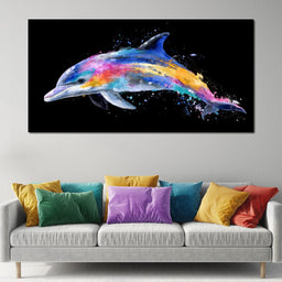 Rainbow Dolphin Splash Flight - NicheCanvas