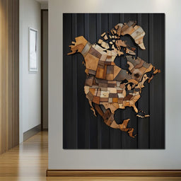 North America & Canada Wooden Art - Johanjjf - NicheCanvas