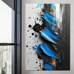 Sapphire Strokes Gold Specks  - NicheCanvas