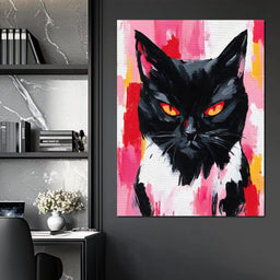 Nocturnal Panther Fire Eyes - NicheCanvas