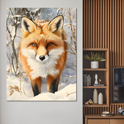 Winter Fox Glance of Quiet Wild - NicheCanvas