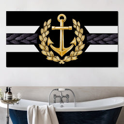 Golden Anchor Laurel Emblem - NicheCanvas