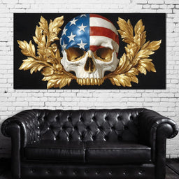 Patriot Skull Gold Laurel Glory - NicheCanvas