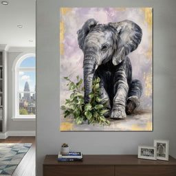 Gentle Elephant Calf Portrait - NicheCanvas